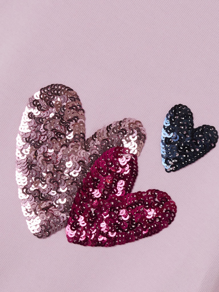 Top Kassia Pailletten Herzen Rosa