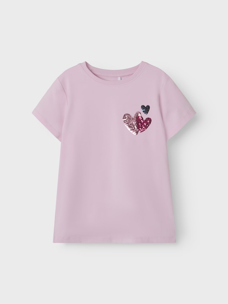 Top Kassia Pailletten Herzen Rosa