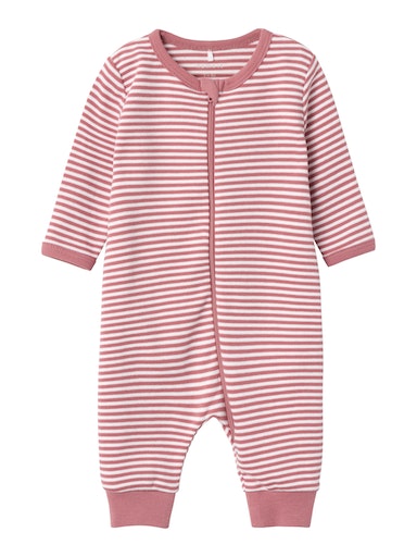 Ganzkörper-Pyjama Gestreift Reißverschluss Rosa/WeißGanzkörper-Pyjama Gestreift Reißverschluss Rosa/Weiß