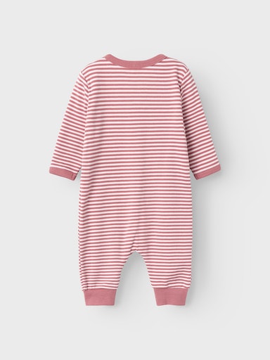 Ganzkörper-Pyjama Gestreift Reißverschluss Rosa/WeißGanzkörper-Pyjama Gestreift Reißverschluss Rosa/Weiß