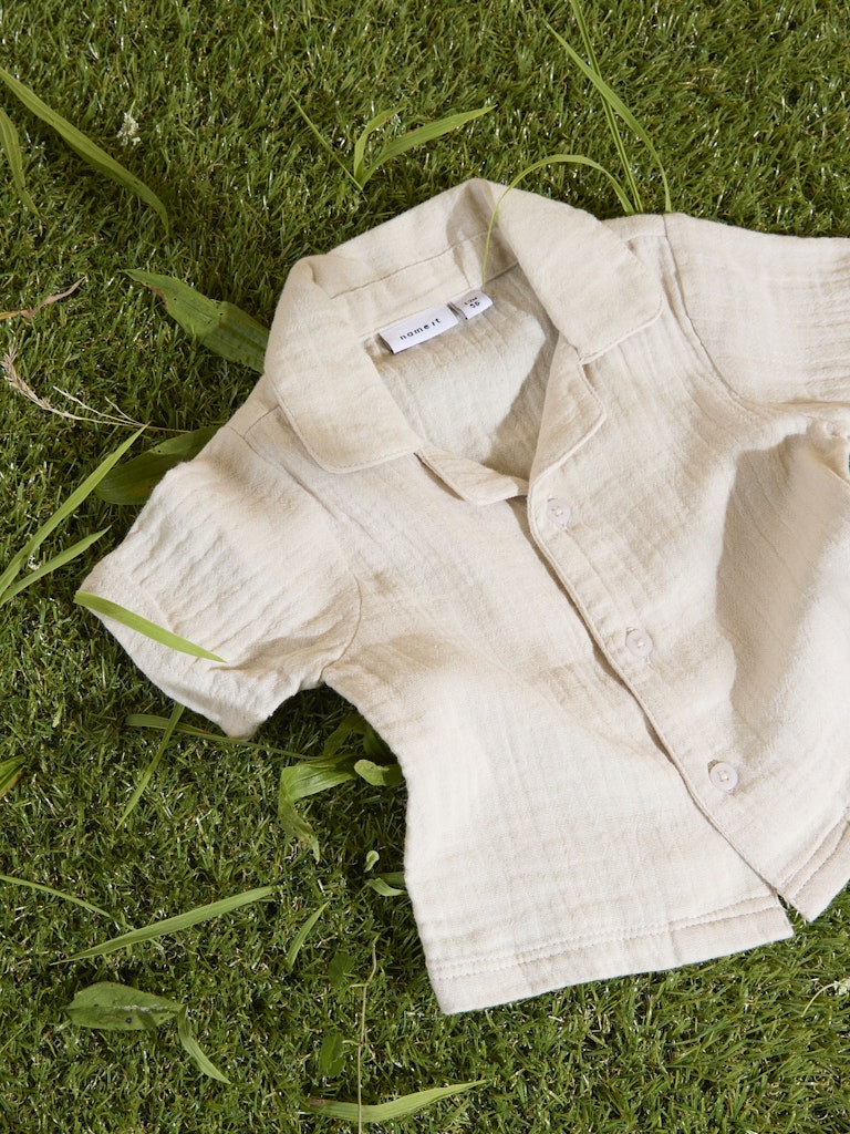 Hemd Osafi Einfarbig Musselin Beige