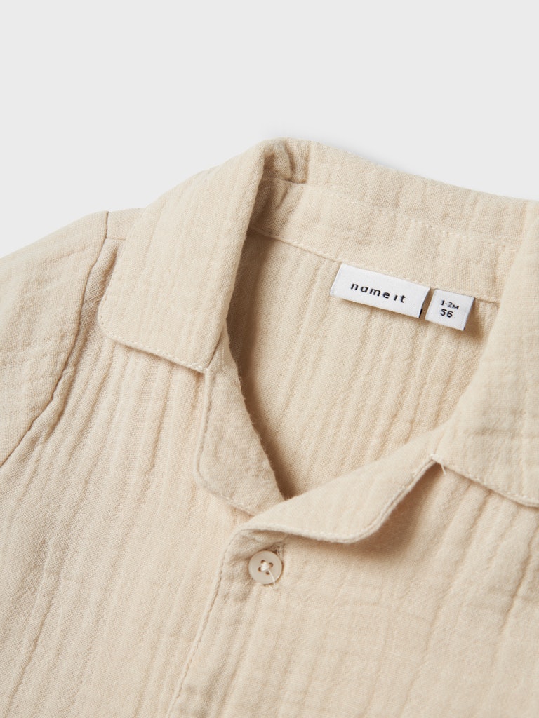 Hemd Osafi Einfarbig Musselin Beige